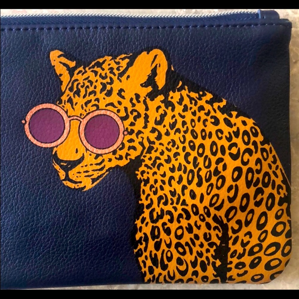 Navy Wristlet with Leopard Design